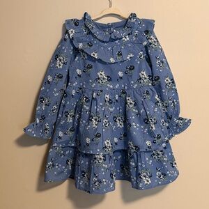 Janie and Jack Dusty Blue Floral Ruffle Dress